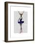 Ballet Deer in Blue-Fab Funky-Framed Art Print