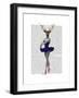 Ballet Deer in Blue-Fab Funky-Framed Art Print