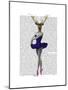 Ballet Deer in Blue-Fab Funky-Mounted Art Print