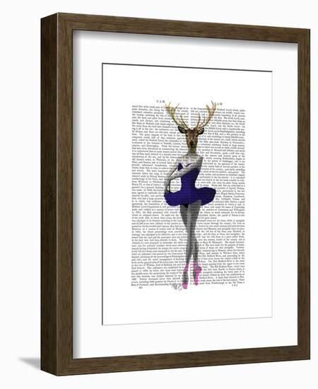 Ballet Deer in Blue-Fab Funky-Framed Art Print