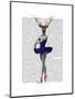 Ballet Deer in Blue-Fab Funky-Mounted Art Print