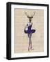 Ballet Deer in Blue-Fab Funky-Framed Art Print