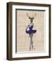 Ballet Deer in Blue-Fab Funky-Framed Art Print