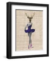 Ballet Deer in Blue-Fab Funky-Framed Art Print