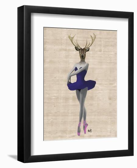 Ballet Deer in Blue-Fab Funky-Framed Art Print