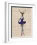 Ballet Deer in Blue-Fab Funky-Framed Art Print