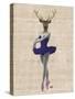 Ballet Deer in Blue-Fab Funky-Stretched Canvas