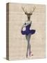 Ballet Deer in Blue-Fab Funky-Stretched Canvas