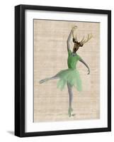 Ballet Deer in Green-Fab Funky-Framed Art Print