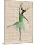 Ballet Deer in Green-Fab Funky-Mounted Art Print