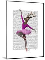 Ballet Deer in Pink-Fab Funky-Mounted Art Print