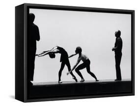 Ballet Master George Balanchine Directing Rehearsal of NYC Ballet Production, Violin Concerto-Gjon Mili-Framed Stretched Canvas