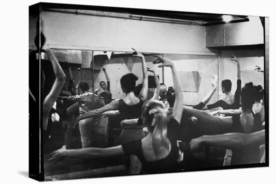 Ballet Master George Balanchine Working with Dancers at Morning Class During NYC Ballet Company-Gjon Mili-Stretched Canvas