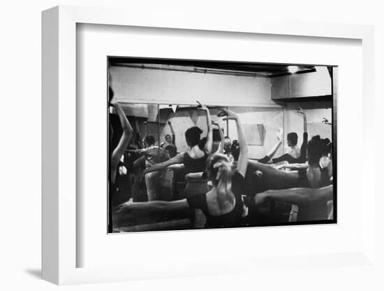 Ballet Master George Balanchine Working with Dancers at Morning Class During NYC Ballet Company-Gjon Mili-Framed Photographic Print