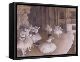 Ballet Rehearsal on the Stage, 1874-Edgar Degas-Framed Stretched Canvas