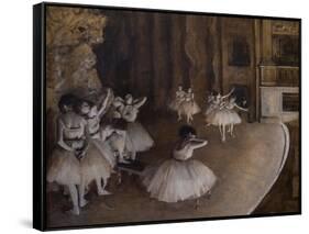 Ballet repetition on stage. 1874. Oil on canvas.-Edgar Degas-Framed Stretched Canvas