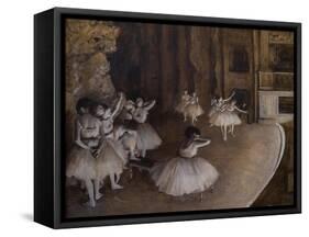 Ballet repetition on stage. 1874. Oil on canvas.-Edgar Degas-Framed Stretched Canvas