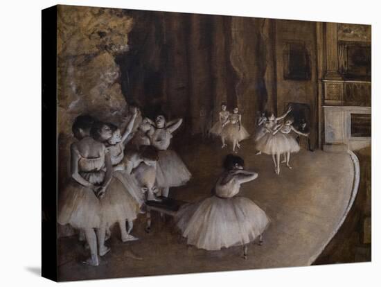 Ballet repetition on stage. 1874. Oil on canvas.-Edgar Degas-Stretched Canvas