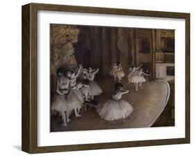 Ballet repetition on stage. 1874. Oil on canvas.-Edgar Degas-Framed Giclee Print