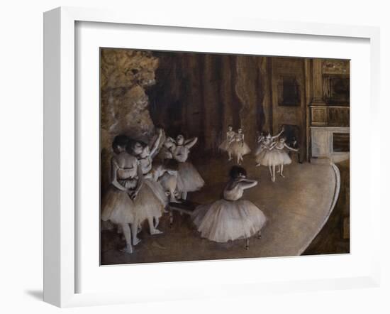 Ballet repetition on stage. 1874. Oil on canvas.-Edgar Degas-Framed Giclee Print