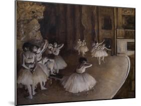 Ballet repetition on stage. 1874. Oil on canvas.-Edgar Degas-Mounted Giclee Print