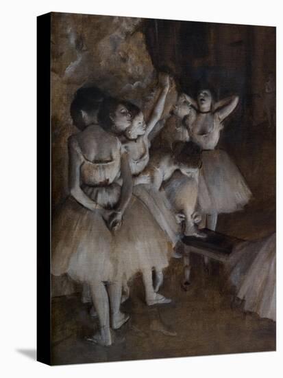 Ballet repetition on the scene (detail). 1874. Oil on canvas.-Edgar Degas-Stretched Canvas