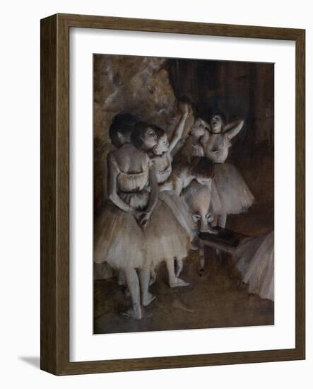 Ballet repetition on the scene (detail). 1874. Oil on canvas.-Edgar Degas-Framed Giclee Print