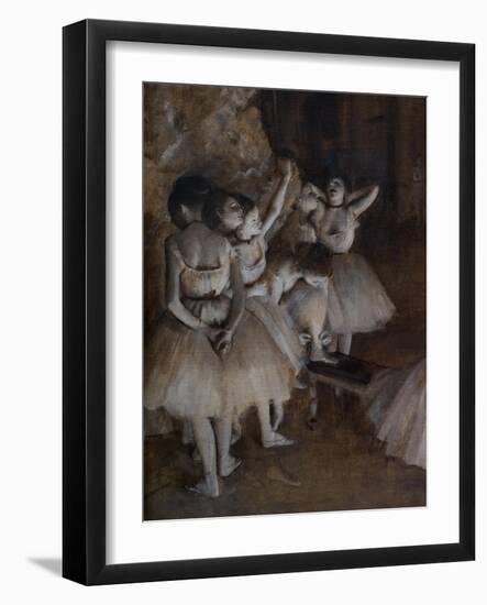 Ballet repetition on the scene (detail). 1874. Oil on canvas.-Edgar Degas-Framed Giclee Print