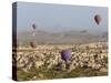 Balloon Flight over Volcanic Tufa Rock Formations around Goreme, Cappadocia, Anatolia, Turkey-Gavin Hellier-Stretched Canvas