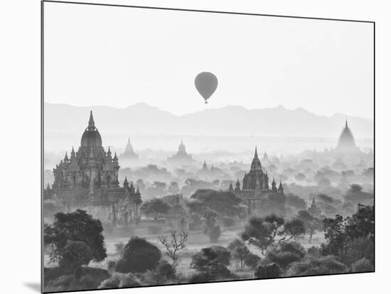 Balloon Over Bagan at Sunrise, Mandalay, Burma (Myanmar)-Nadia Isakova-Mounted Photographic Print