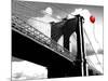 Balloon over Brooklyn Bridge-Masterfunk collective-Mounted Art Print