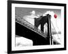 Balloon over Brooklyn Bridge-Masterfunk collective-Framed Art Print