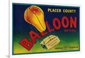 Balloon Pear Crate Label - Los Angeles, CA-Lantern Press-Framed Art Print