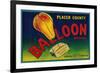 Balloon Pear Crate Label - Los Angeles, CA-Lantern Press-Framed Premium Giclee Print