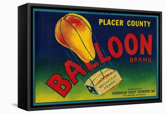 Balloon Pear Crate Label - Los Angeles, CA-Lantern Press-Framed Stretched Canvas