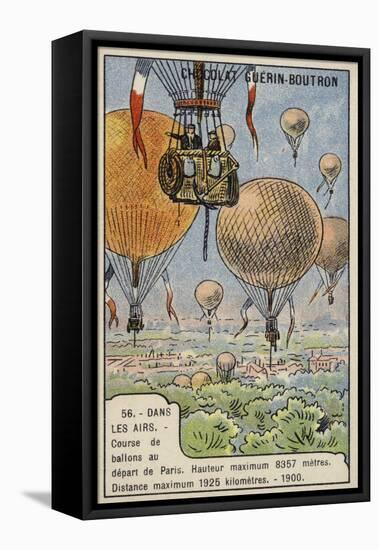 Balloon Race Setting Off from Paris, 1900-null-Framed Stretched Canvas