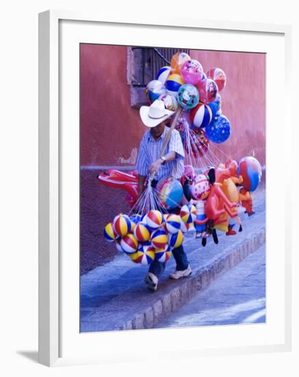 Balloon Vendor Walking the Streets, San Miguel De Allende, Mexico-Nancy Rotenberg-Framed Photographic Print