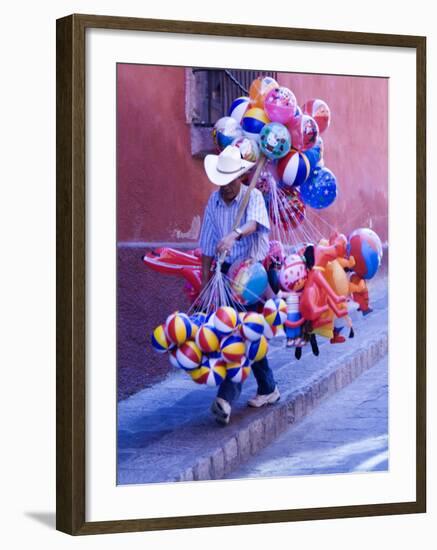 Balloon Vendor Walking the Streets, San Miguel De Allende, Mexico-Nancy Rotenberg-Framed Photographic Print