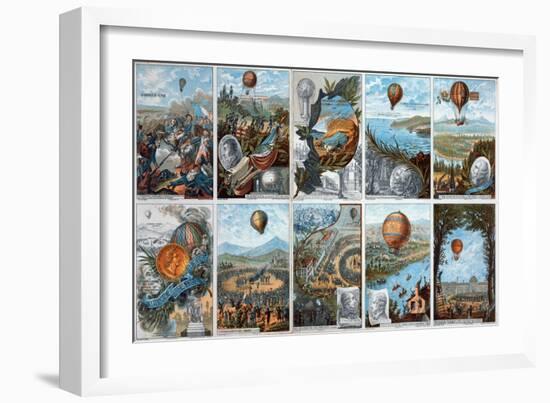 Ballooning History from 1783 to 1883-Science Source-Framed Giclee Print