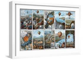 Ballooning History from 1783 to 1883-Science Source-Framed Giclee Print