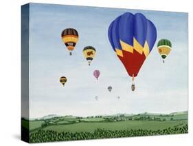 Ballooning over the Cotswolds-Maggie Rowe-Stretched Canvas