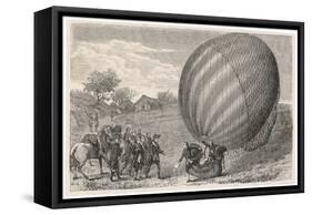 Ballooning Pioneers Charles and Robert Land at Nesles France-null-Framed Stretched Canvas
