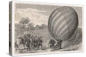 Ballooning Pioneers Charles and Robert Land at Nesles France-null-Stretched Canvas
