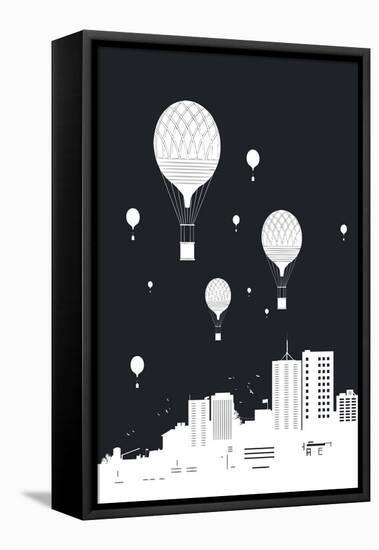 Balloons and the City-Balazs Solti-Framed Stretched Canvas