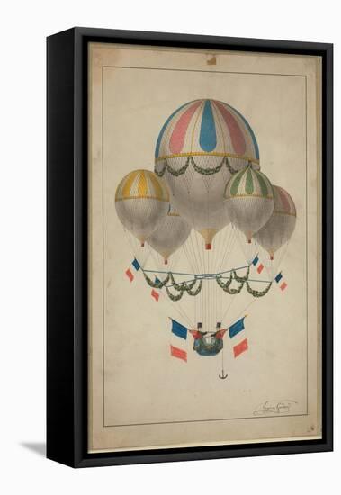 Balloons Carrying Two Men-null-Framed Stretched Canvas