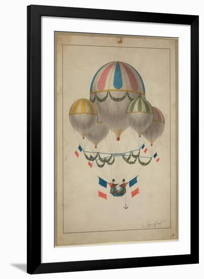 Balloons Carrying Two Men-null-Framed Giclee Print