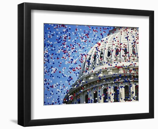 Balloons Floating over U.S. Capitol Dome-Joseph Sohm-Framed Photographic Print