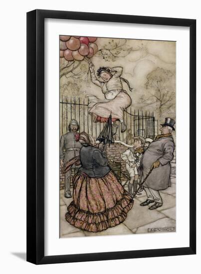 Balloons, Illustration from 'Peter Pan in Kensington Gardens', by J.M Barrie, Published 1906-Arthur Rackham-Framed Giclee Print