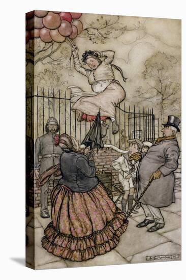 Balloons, Illustration from 'Peter Pan in Kensington Gardens', by J.M Barrie, Published 1906-Arthur Rackham-Stretched Canvas