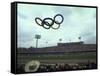 Balloons in the Shape of the Olympic Rings Being Released at the Summer Olympics Opening Ceremonies-John Dominis-Framed Stretched Canvas